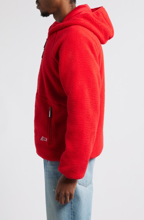 Icecream Grin Front Cotton Fleece Zip Hoodie In Racing Red
