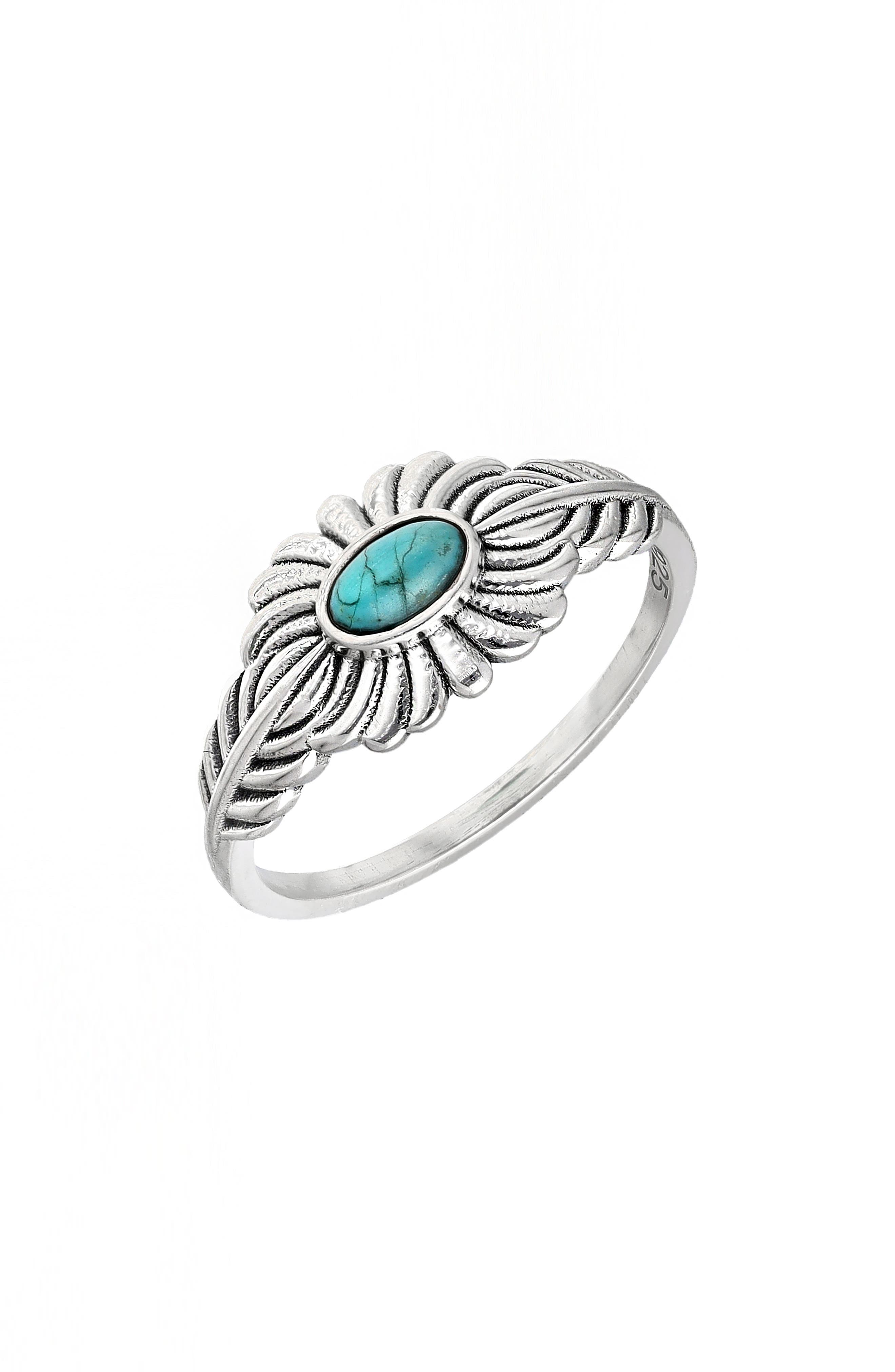 YS GEMS Mohave Turquoise Leaf Ring