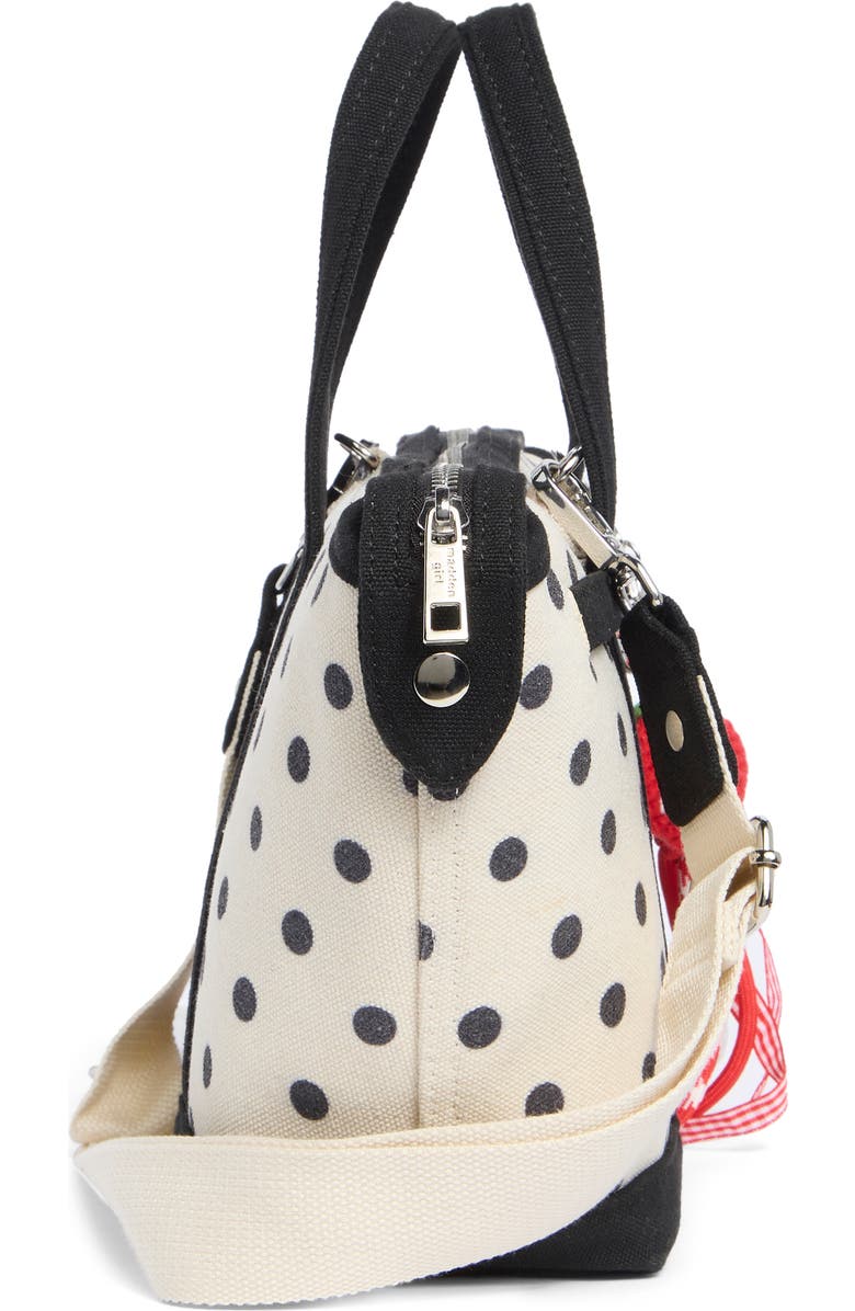 Madden Girl Mini Canvas Tote, Alternate, color, Natural/ Black Polka Dot