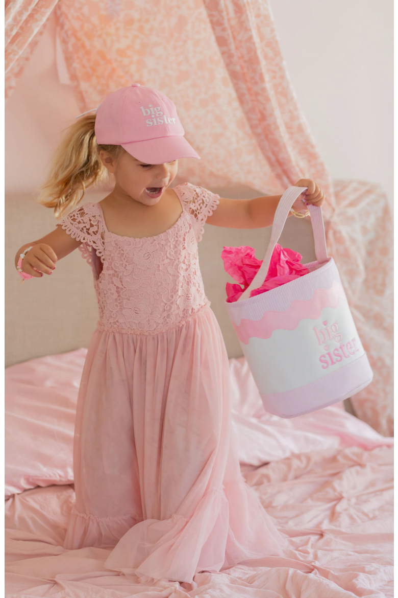 Big Sister Twill Bow Baseball Hat, Alternate, color, Pink