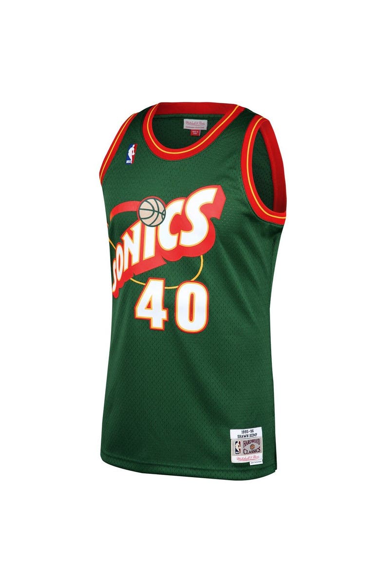 Mitchell & Ness Men's Mitchell & Ness Shawn Kemp Green Seattle SuperSonics Hardwood Classics Swingman Jersey, Alternate, color, Green