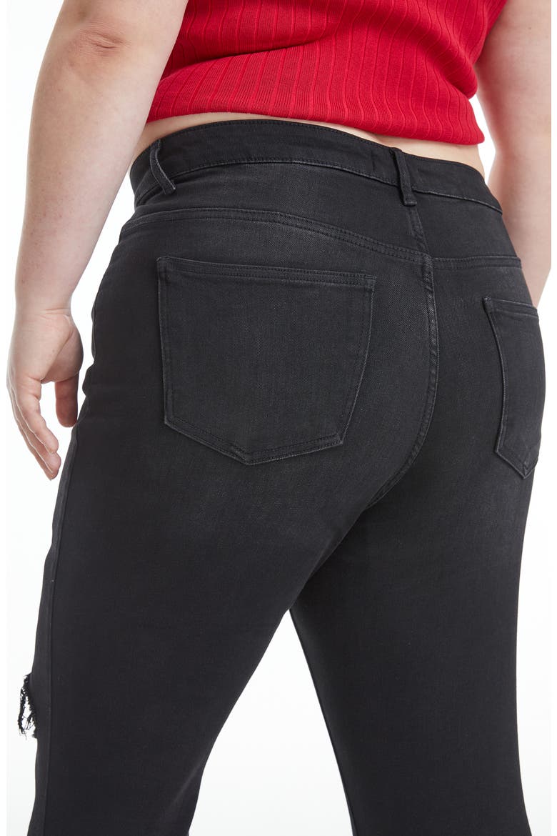 Lauren High Waist Ripped Flare Jeans, Alternate, color, BLACK