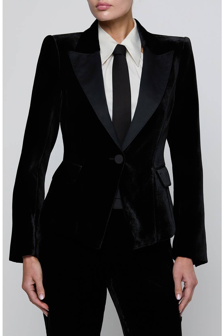 Philippa Velvet Tuxedo Blazer, Main, color, BLACK