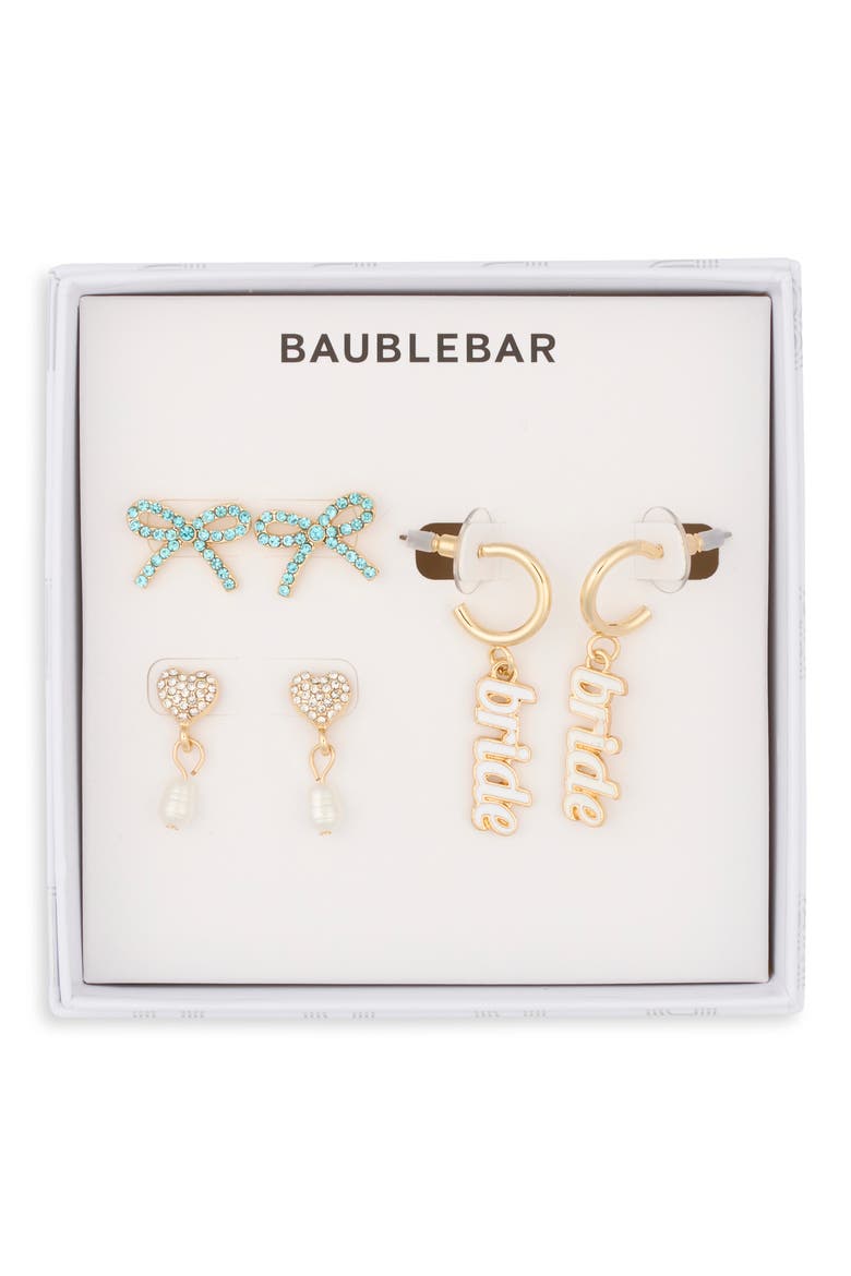 Bridal Party Set of 3 Assorted Earrings Set, Main, color, GOLD MULTI