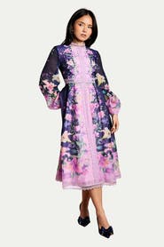 Coast Petite Organza Lace Trim Midi Dress