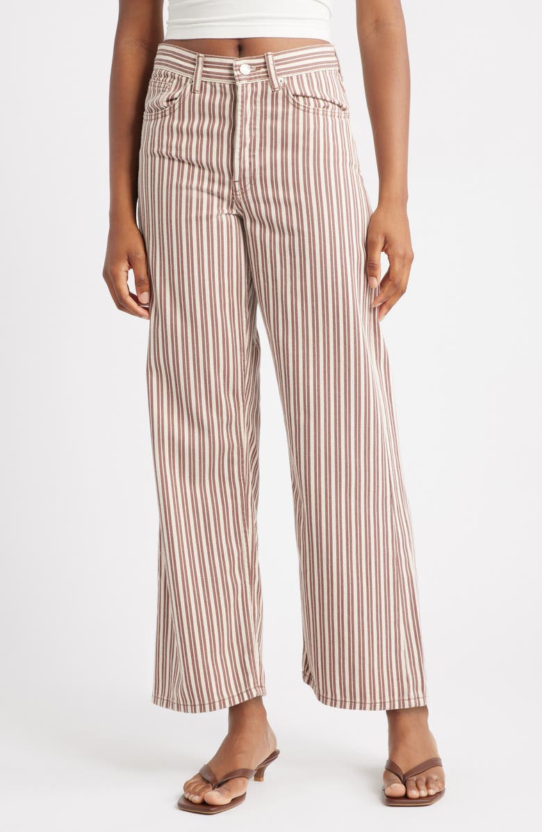 Topshop Stripe Mid Rise Column Jeans, Main, color, Burgundy Multi
