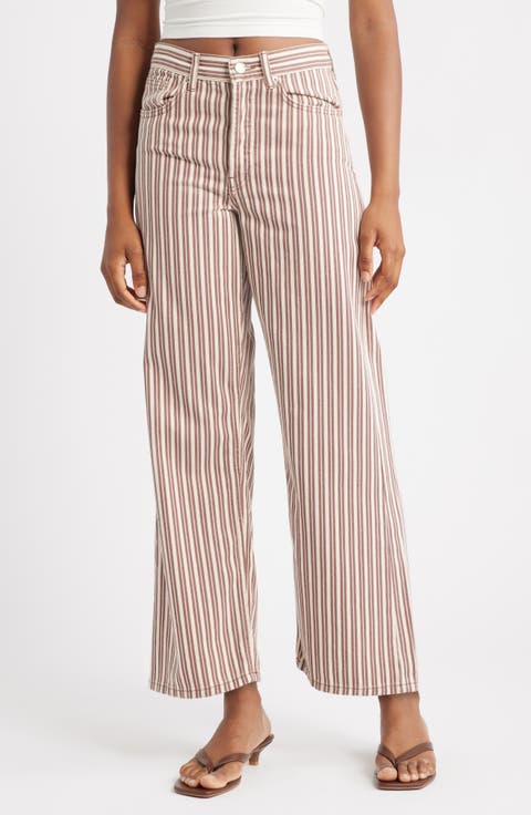 Stripe Mid Rise Column Jeans