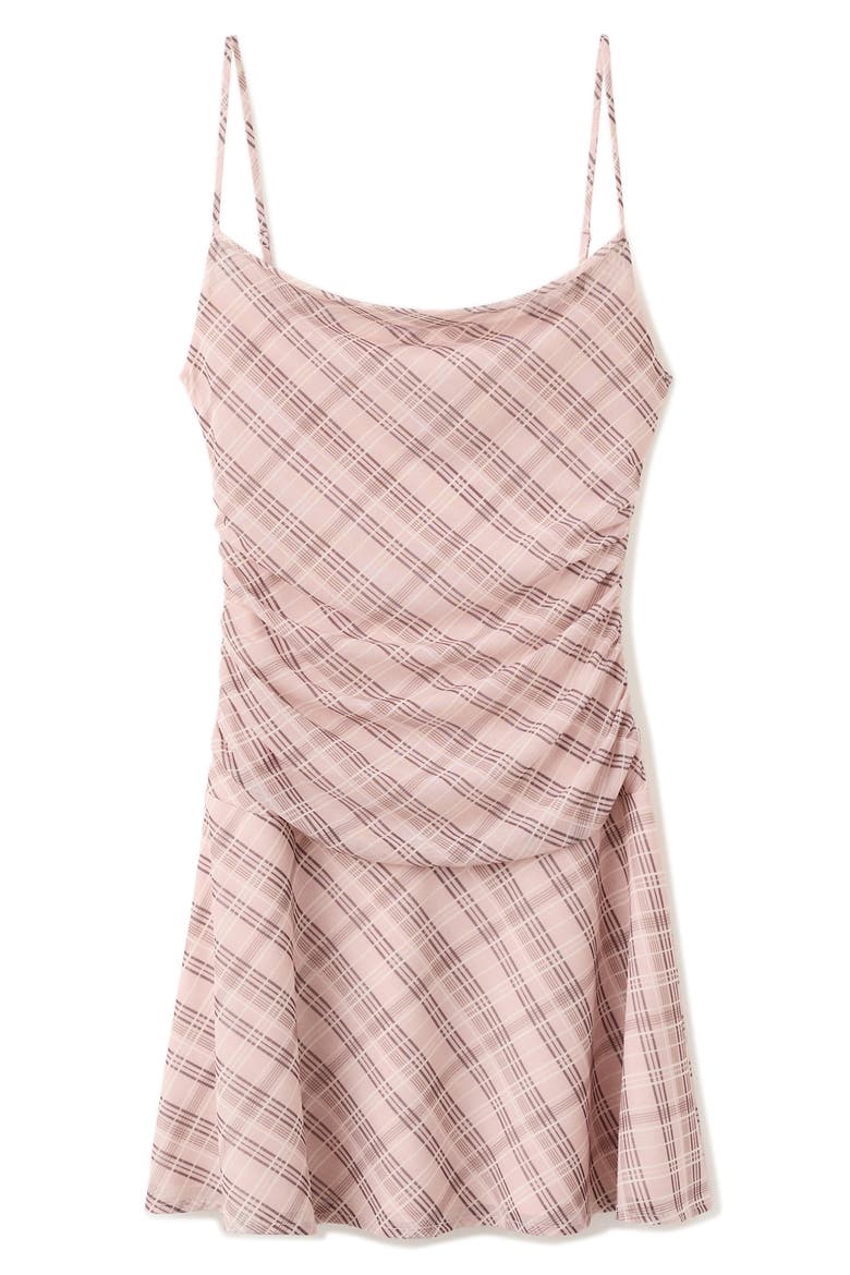 Gathered Checked Dress, Alternate, color, PINK