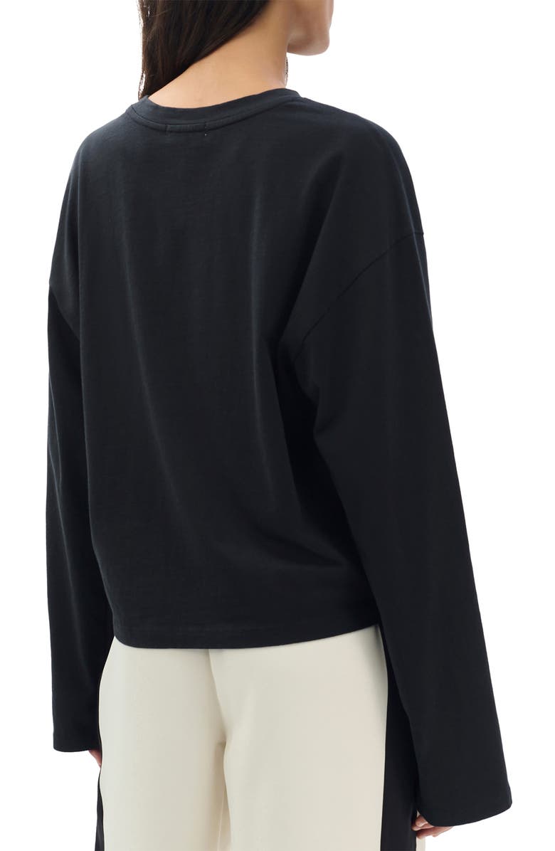 rag & bone Kelley Boxy Long Sleeve Cotton Jersey T-Shirt, Alternate, color, Black