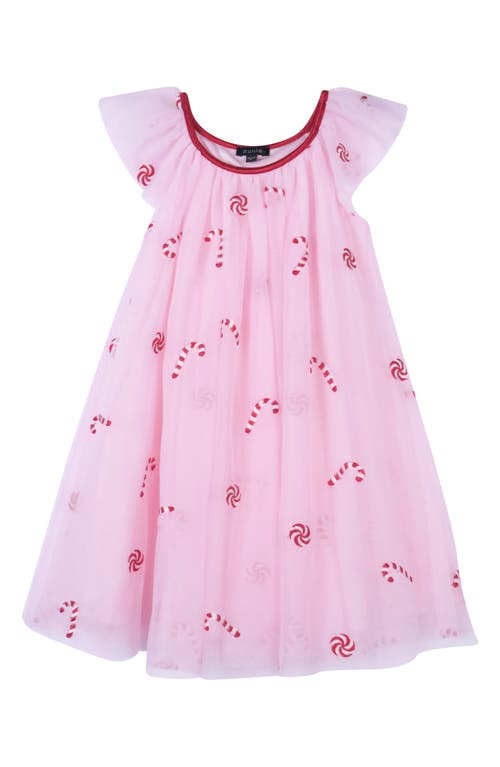 Zunie Kids' Embroidered Mesh Party Dress in Pink 