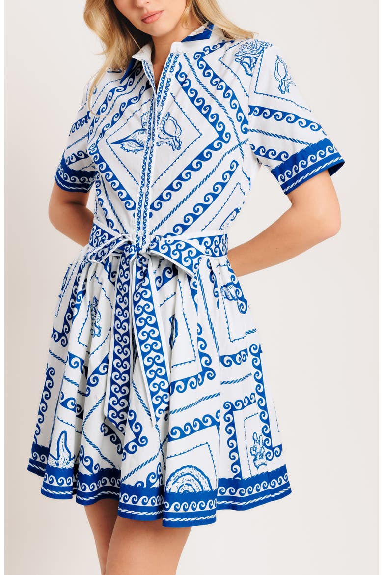 Printd Belted Shirtdress, Alternate, color, WHITE/ BLUE