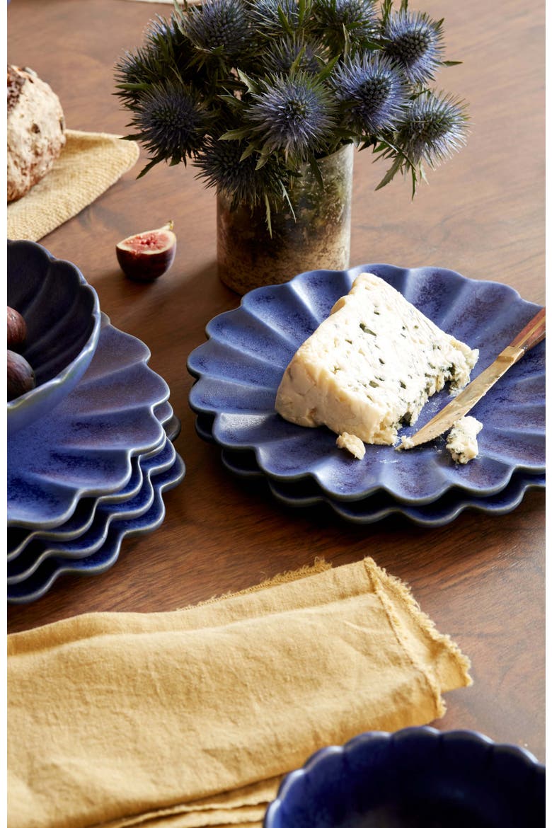 Dhalia Stoneware 4-Piece Salad Plate Set, Alternate, color, Blue