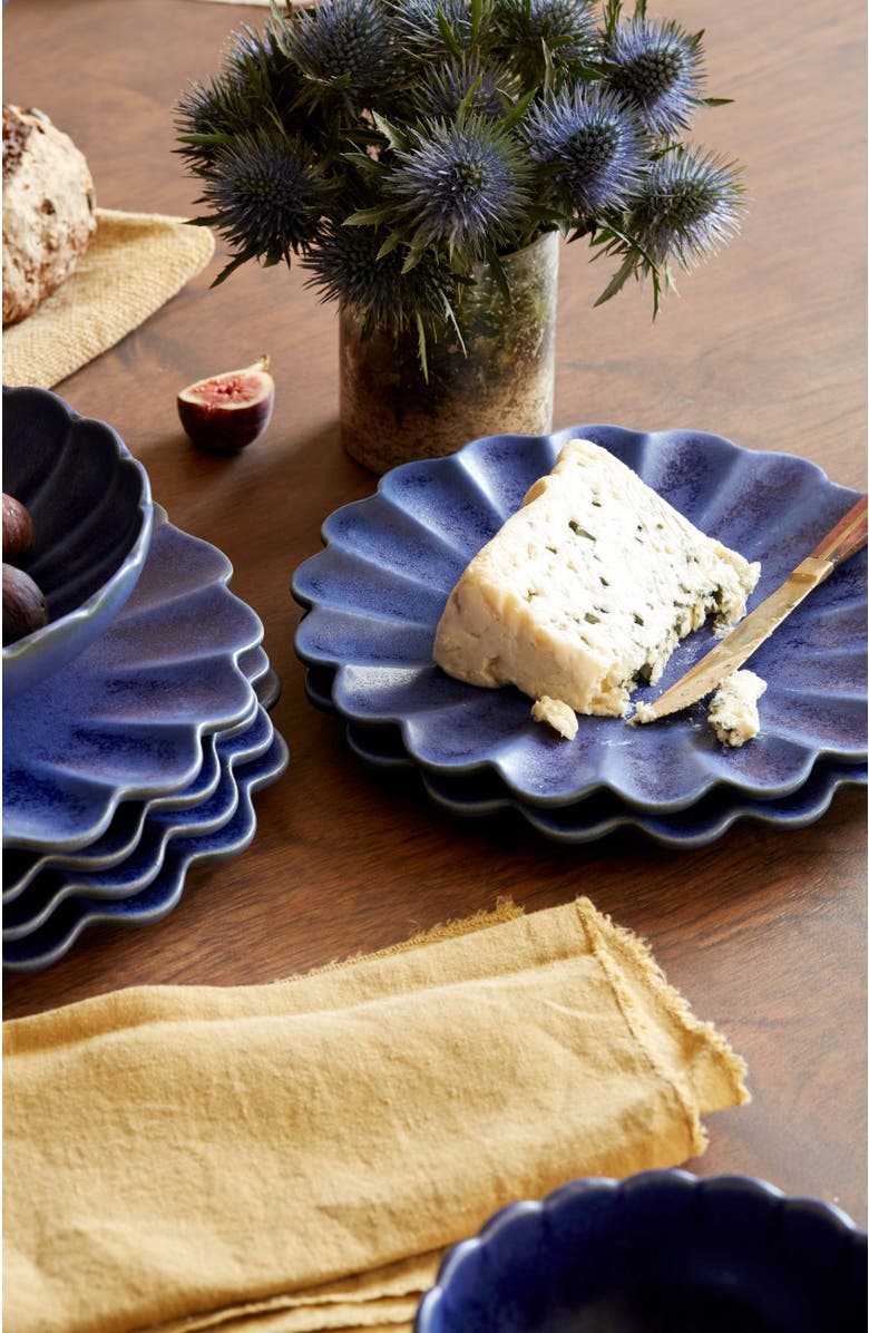 LEMIEUX ET CIE Dhalia Stoneware 4-Piece Salad Plate Set, Alternate, color, Blue