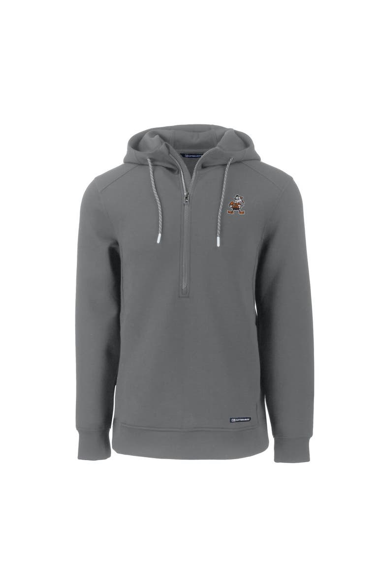 Cutter & Buck Men's Cutter & Buck Gray Cleveland Browns Throwback Roam Eco Half-Zip Recycled Pullover Hoodie, Alternate, color, Gray
