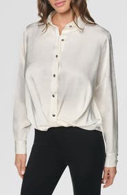 DKNY Twist Front Crinkle Satin Shirt