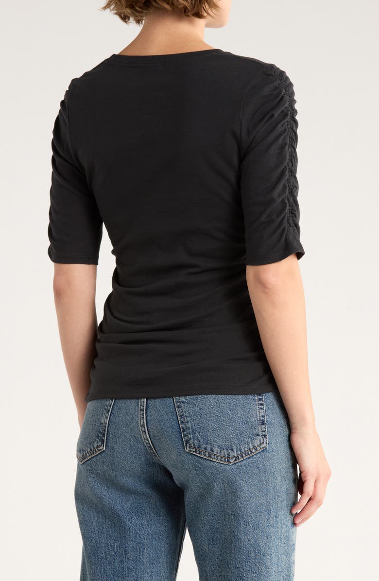 rag & bone Juliet Shirred Sleeve Top, Alternate, color, Black