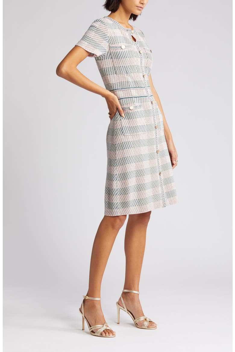 Bold Plaid Knit Sheath Dress, Alternate, color, ROSE PET/MACC/SPR/BISCOTTI/WHT