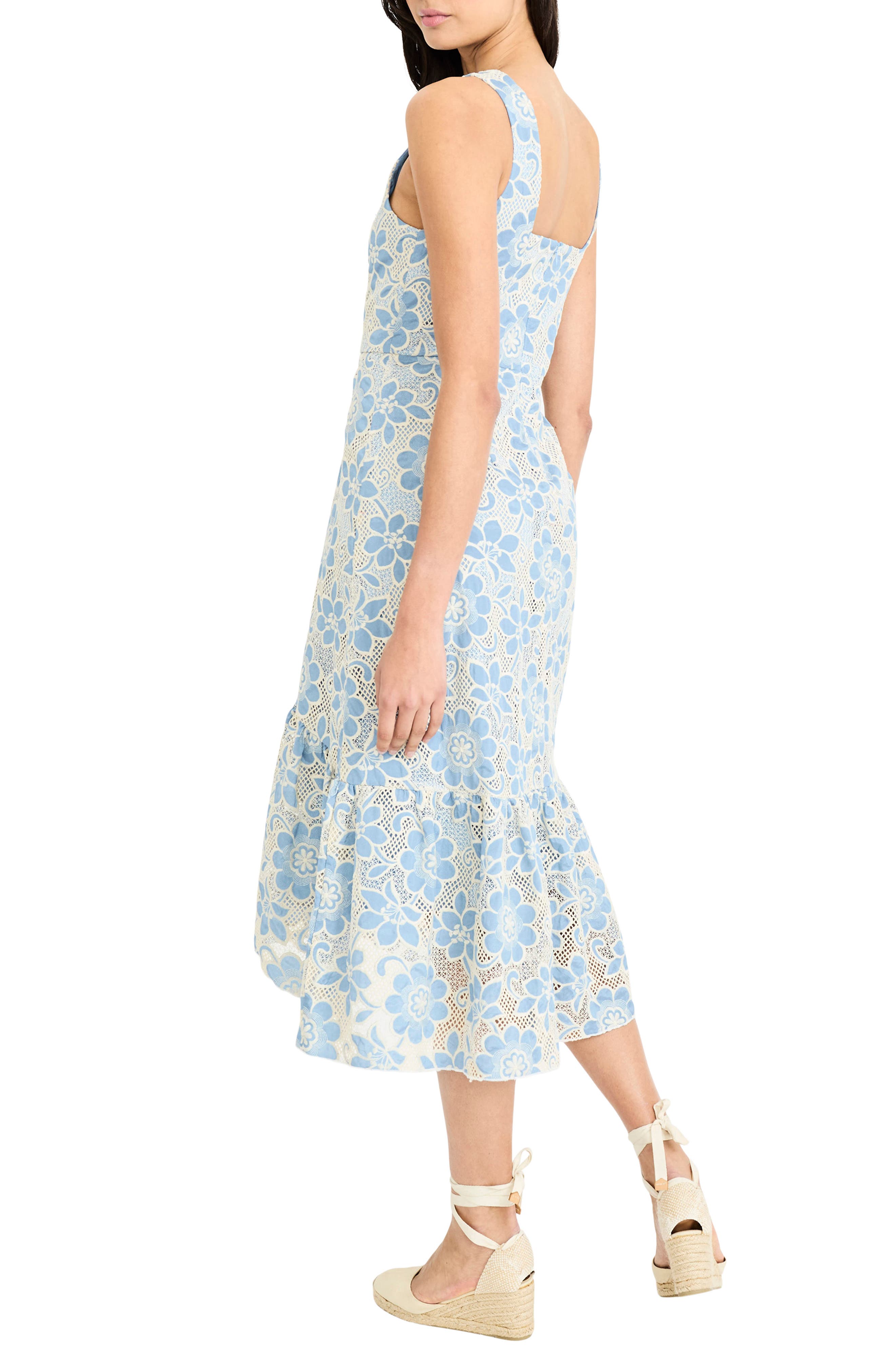 Maggy London Floral Embroidery High-Low Midi Dress (Women) | Nordstrom