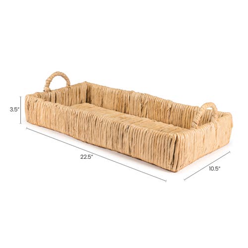 Happimess Anika Traditional Southwestern Hand-woven Abaca Tray With Handles In Natural