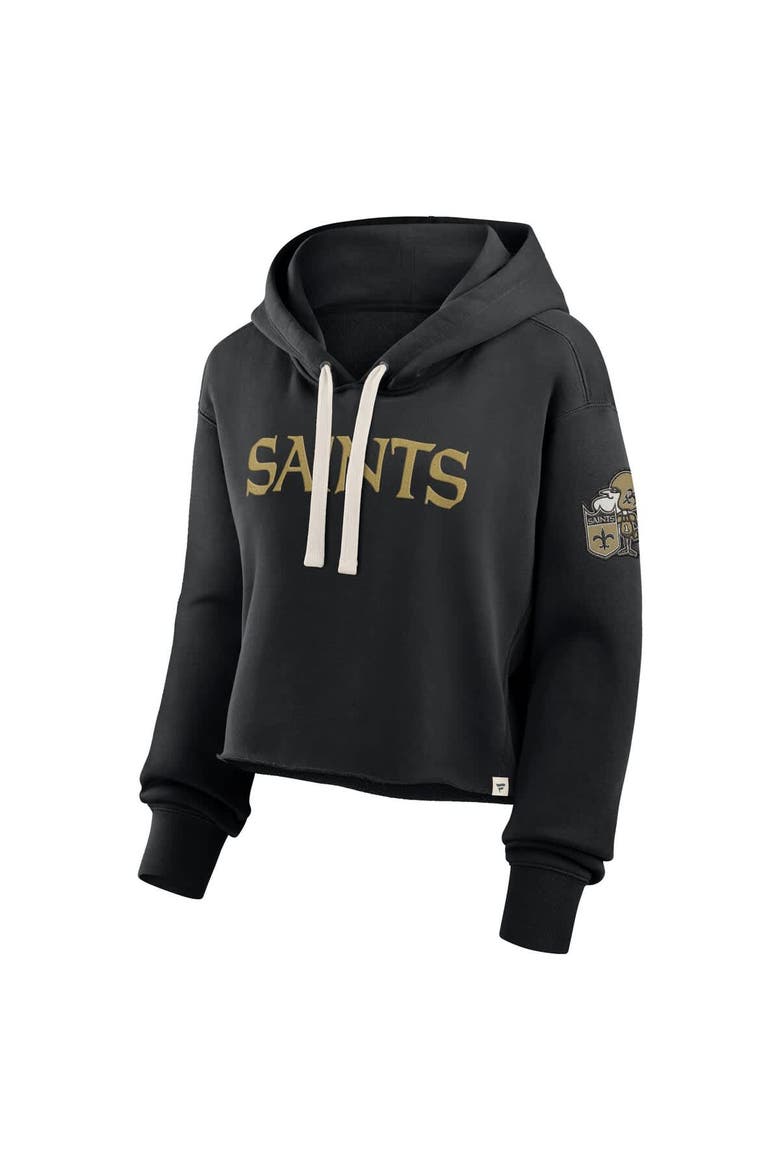 Women's Fanatics Black New Orleans Saints Oversized Hometown Heritage Cropped Hoodie, Alternate, color, Black
