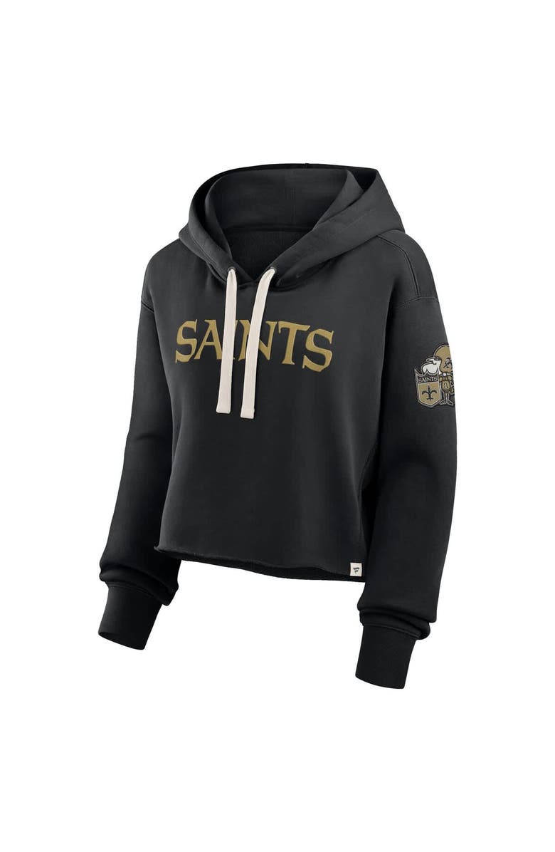 FANATICS Women's Fanatics Black New Orleans Saints Oversized Hometown Heritage Cropped Hoodie, Alternate, color, Black