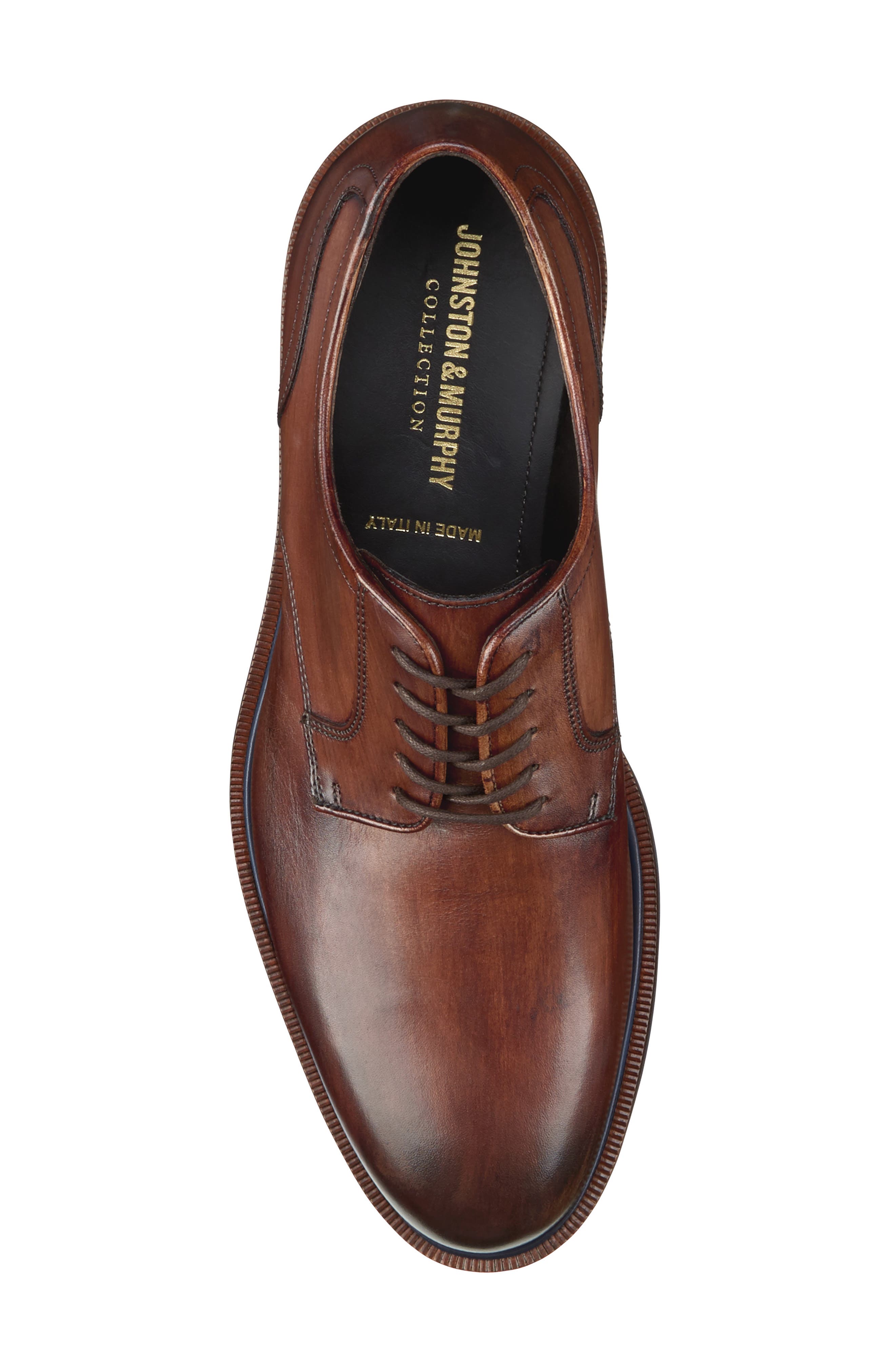 Johnston & Murphy Hartley Plain Toe Derby, Alternate, color, Brown Italian Calfskin