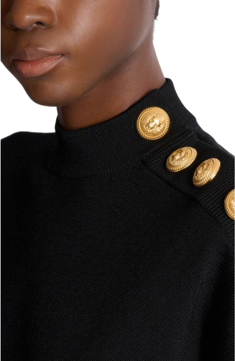 Balmain Flared knit short dress, Alternate, color, Black