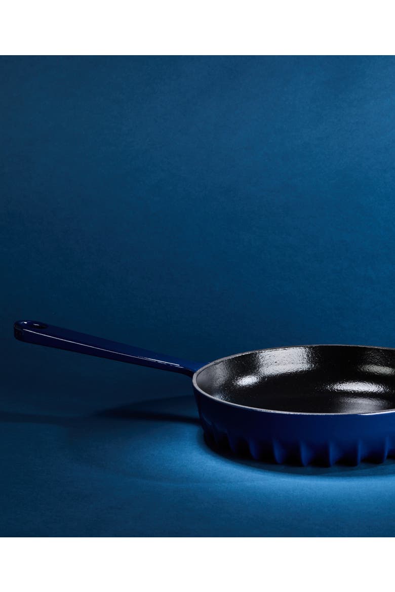 Rapid Heat Enameled Cast Iron Frying Pan - No Lid Included, Alternate, color, Oxford Blue