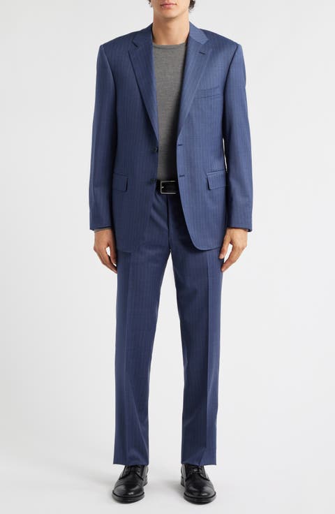 Siena Regular Fit Pinstripe Blue Wool Suit
