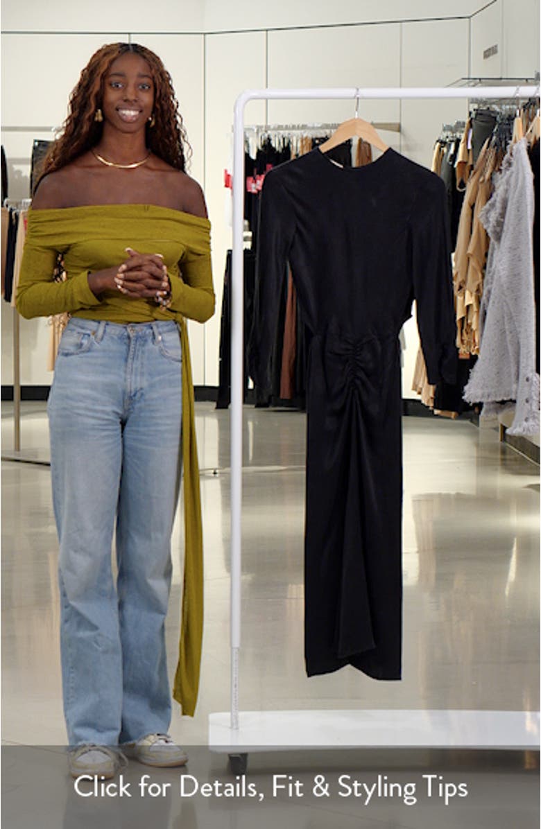 Velvettes Long Sleeve Satin Midi Dress, sales video thumbnail