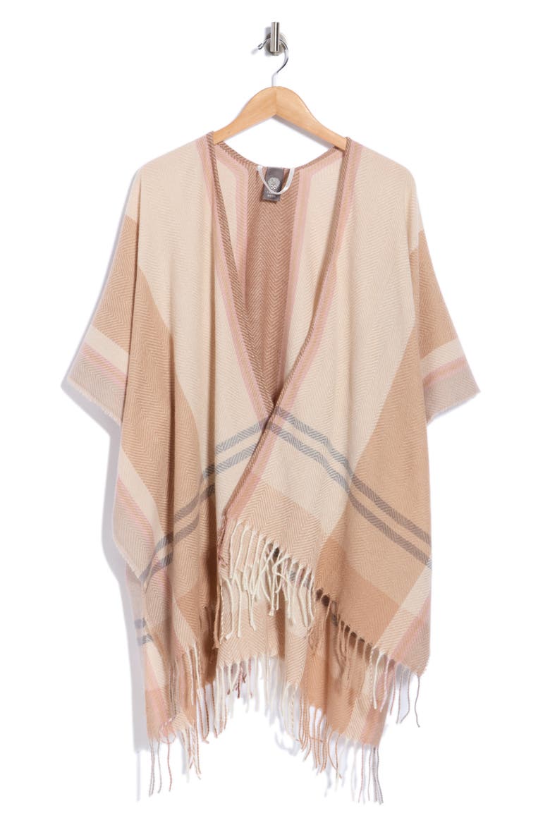 Feather Soft Large Stripe Ruana, Main, color, NEUTRAL MULTI