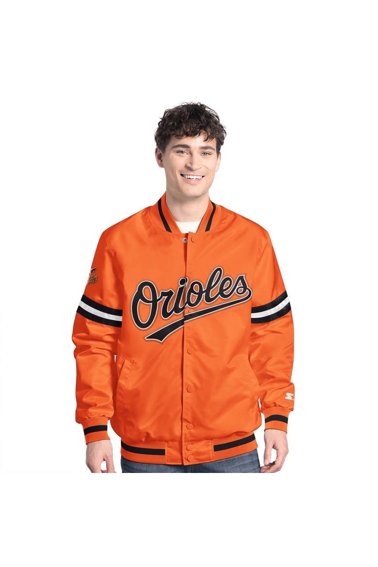 Men's Starter  Orange Baltimore Orioles Scout Full-Snap Varsity Jacket, Main, color, Orange