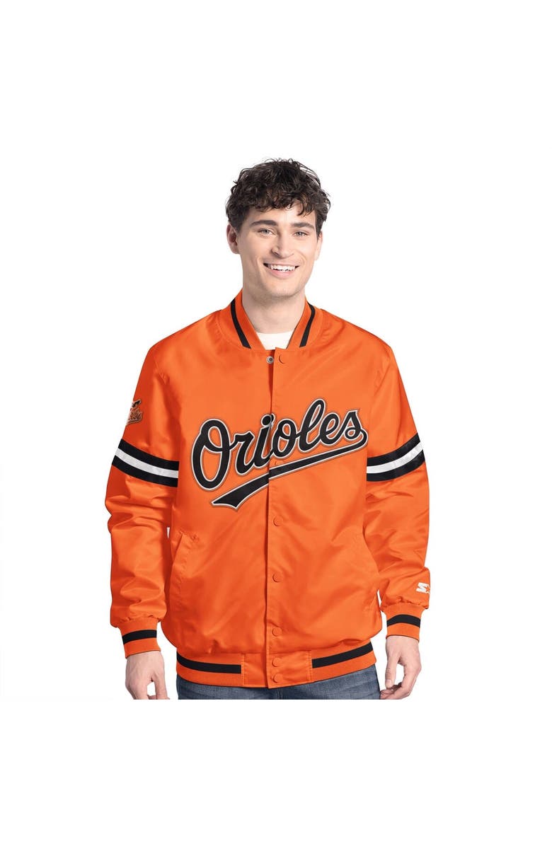 STARTER Men's Starter  Orange Baltimore Orioles Scout Full-Snap Varsity Jacket, Main, color, Orange