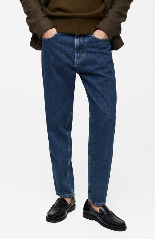 Mango Men's Slim-fit Dark Wash Tapered Jeans In Dark Blue