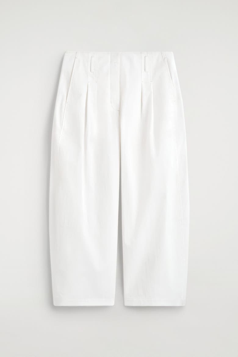 Pleated Cotton Balloon-leg Pants, Alternate, color, WHITE