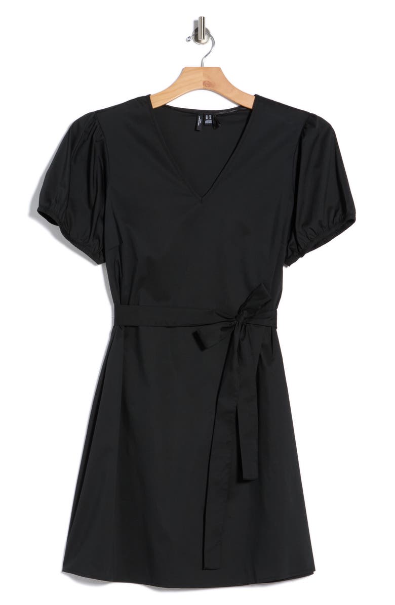 VERO MODA Tie Waist Dress, Main, color, Black