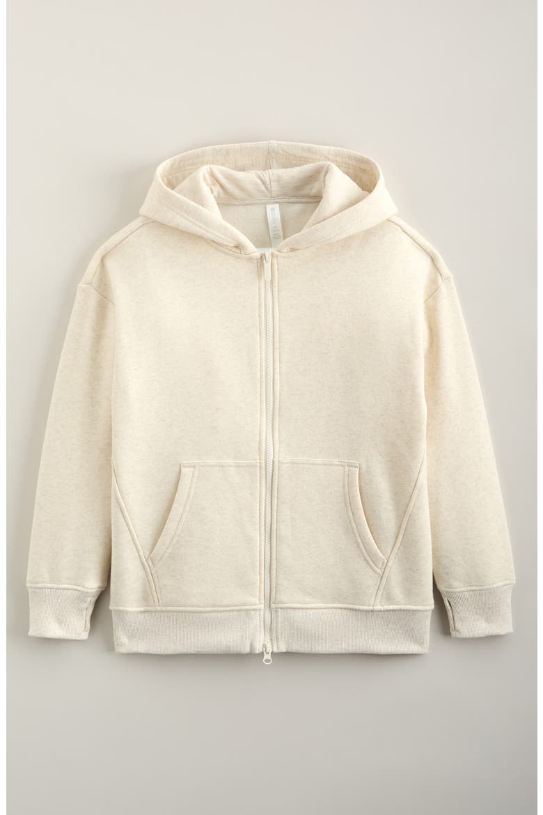 Kids' Cozy Fleece Full Zip Hoodie, Main, color, BEIGE SAND HEATHER