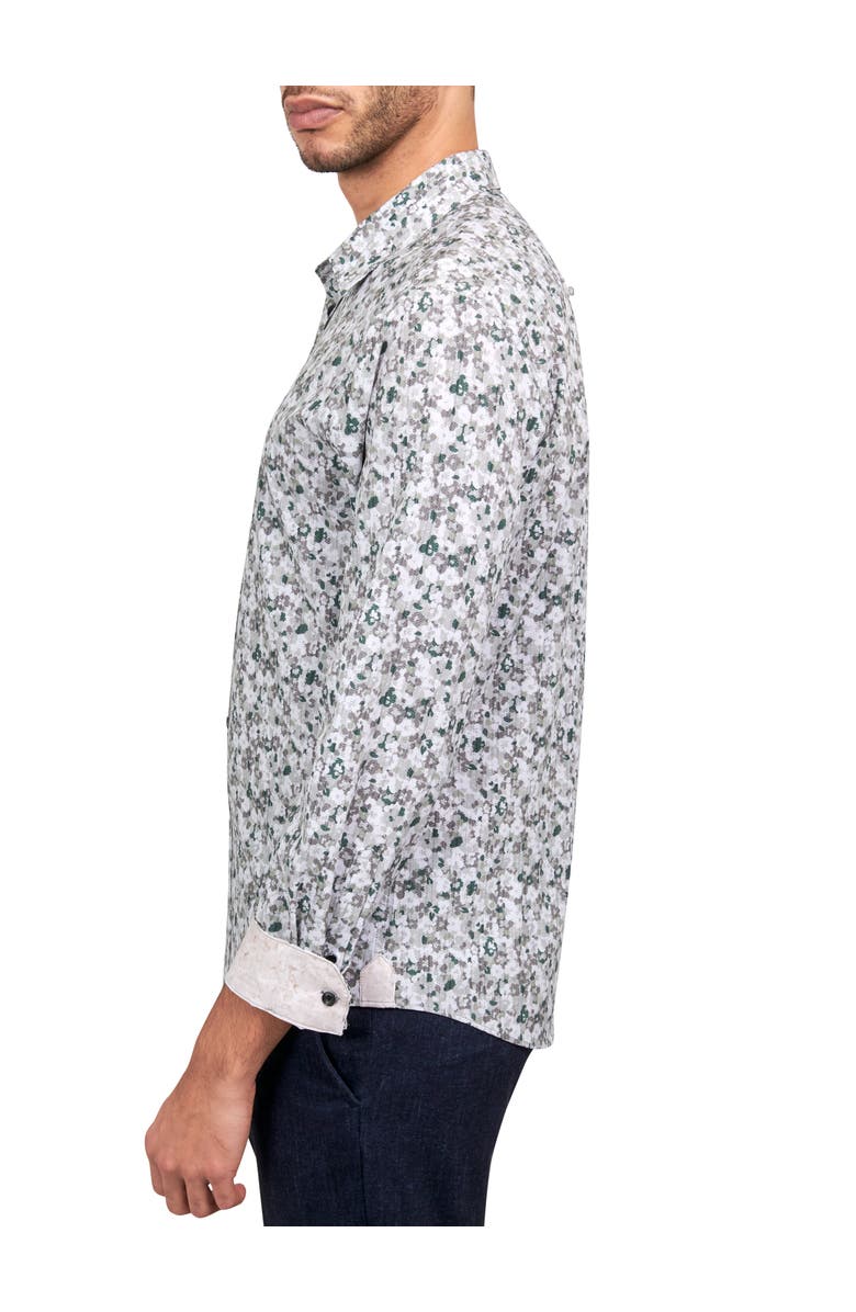 Brooklyn Brigade Slim Fit Floral Recycled 4-Way Stretch Performance Long Sleeve Shirt, Alternate, color, Green