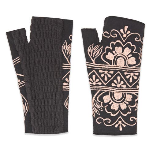 Feelgoodz Artisan Crafted Fleece Lined Lawsone Fingerless Gloves In Black