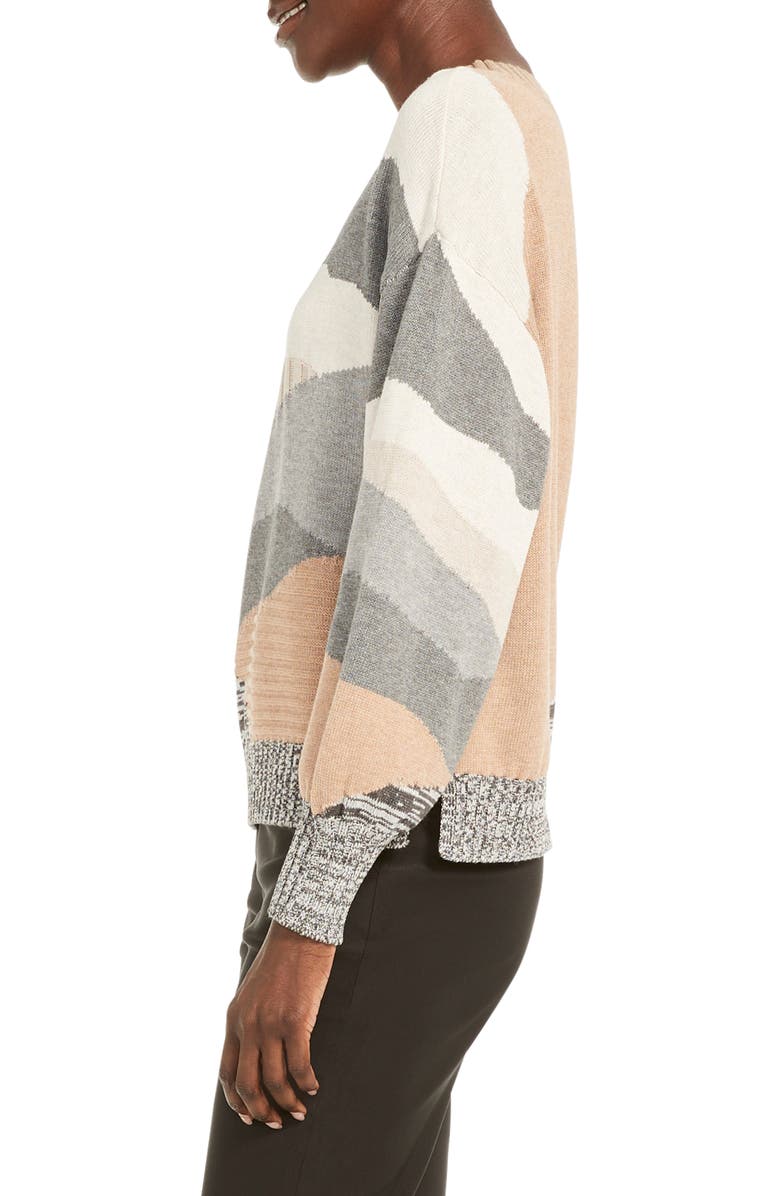 NIC+ZOE Vital Abstract Camo Cotton Blend Sweater, Alternate, color, Neutral Multi