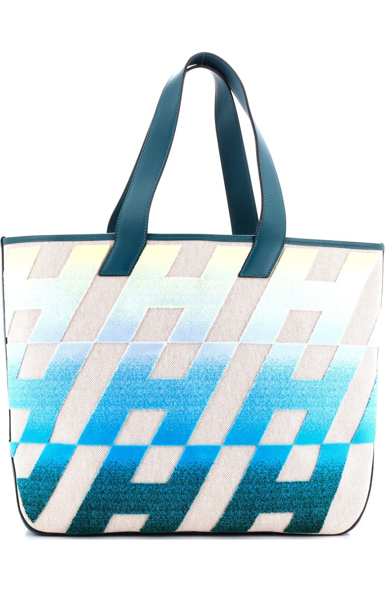 Pre-Owned Hermes Cabas H en Biais Tote Tufted Motif Canvas with Leather 40, Main, color,