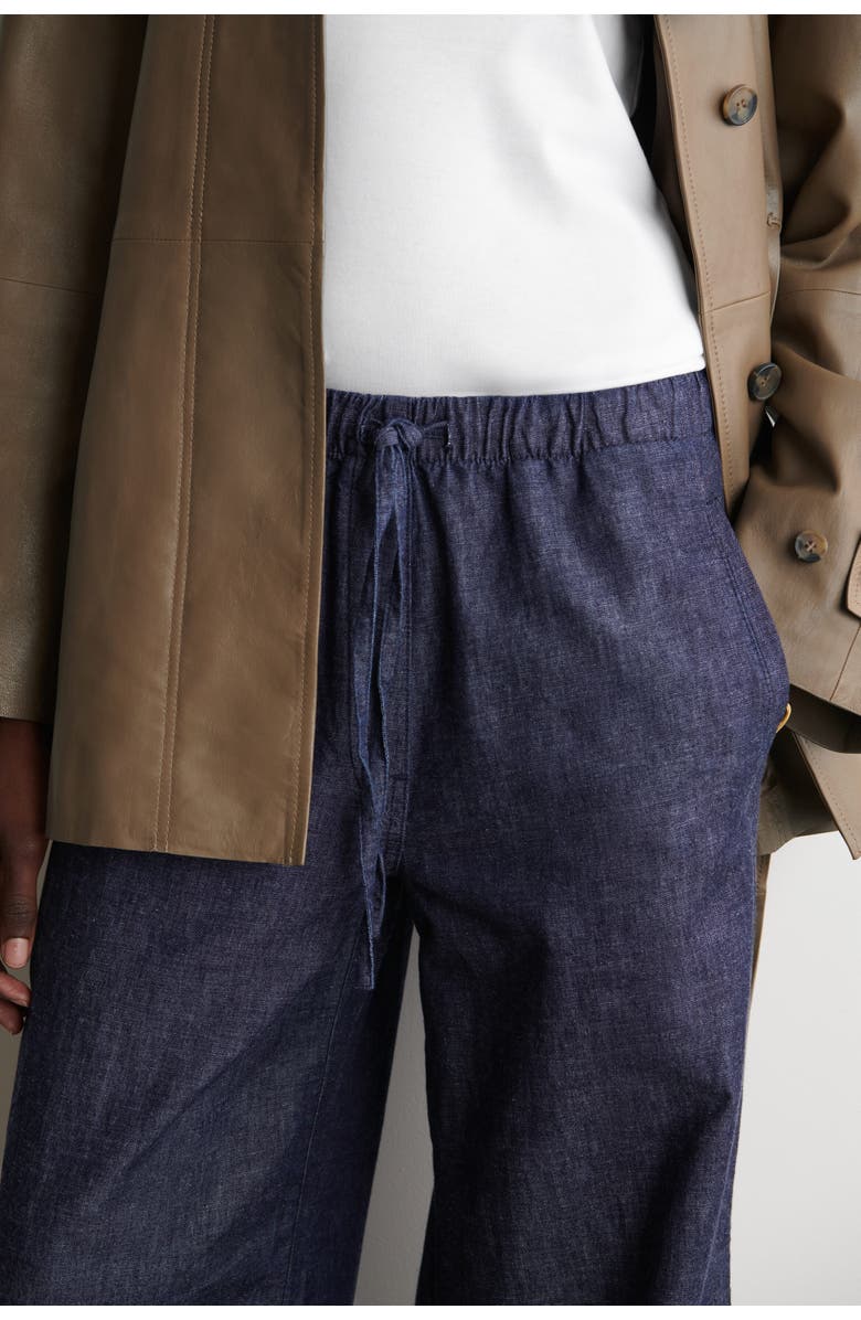 COS Denim Wide-leg Drawstring Trousers, Alternate, color, Indigo