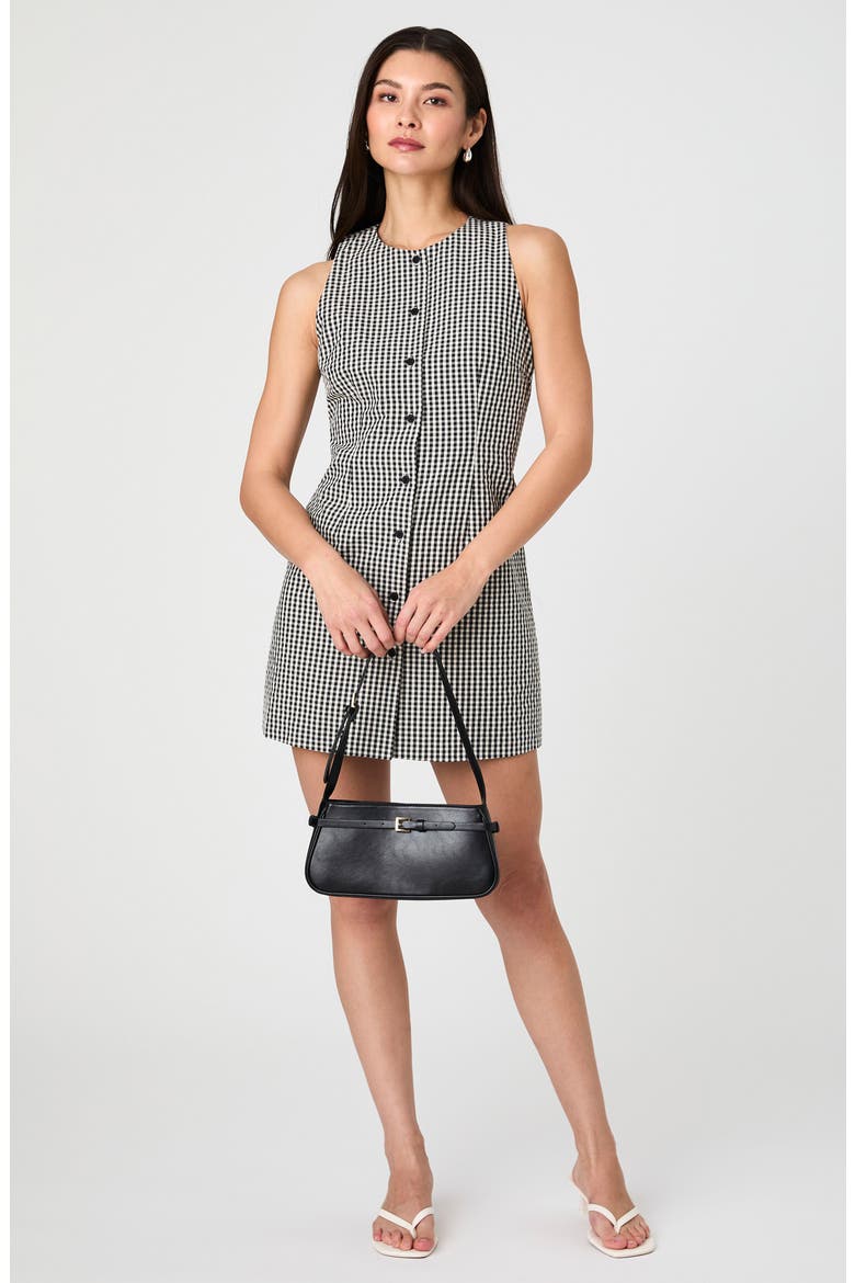 Gingham Sleeveless Cotton Minidress, Alternate, color, BLACK GINGHAM