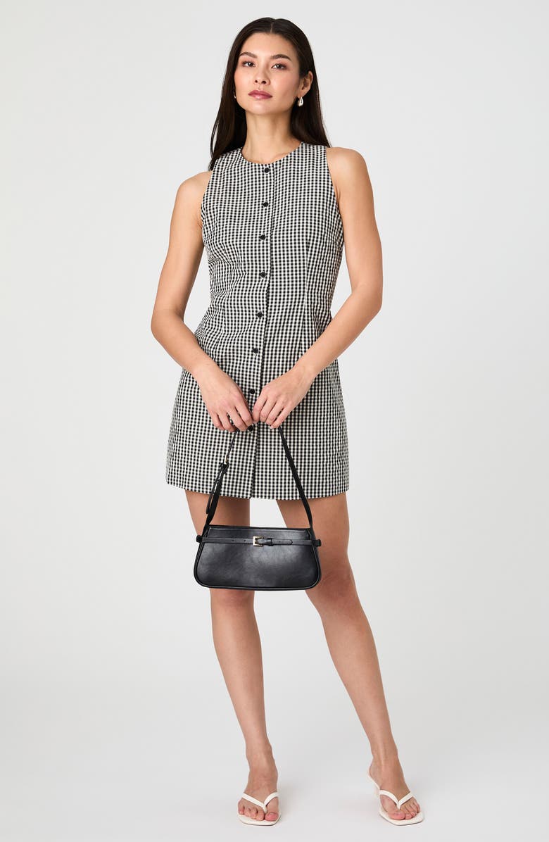 French Connection Gingham Sleeveless Cotton Minidress, Alternate, color, Black Gingham