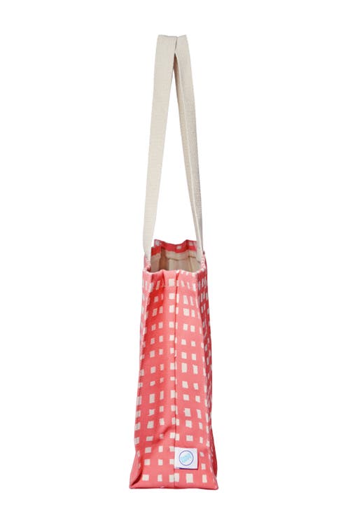 Dance Happy Micro Grid Mini Shopper Tote Bag In Coral