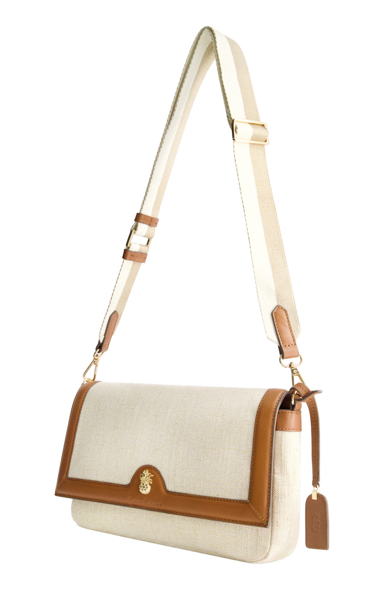 Lurex Linen Long Flap Crossbody, Alternate, color, NATURAL