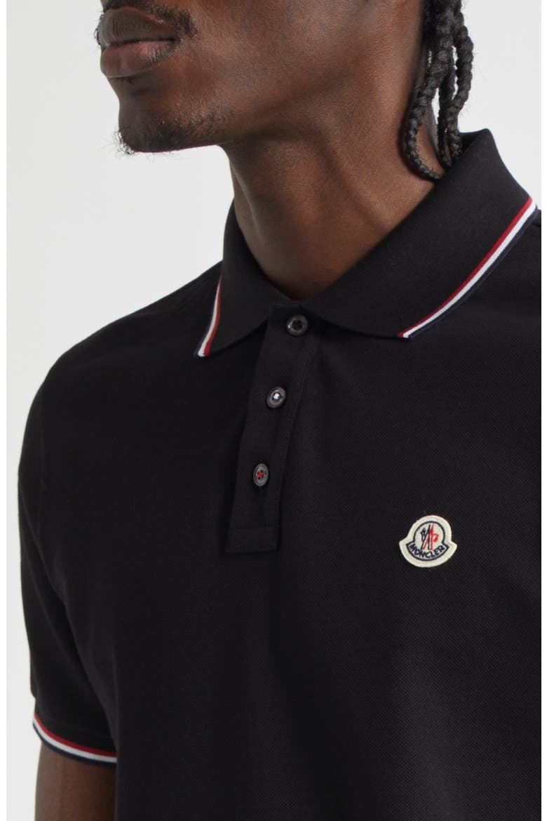 Tipped Cotton Piqué Polo, Alternate, color, BLACK