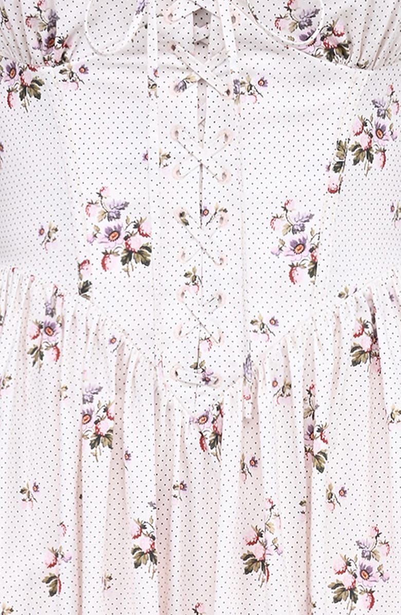 HOUSE OF CB Emiliana Floral Corset Halter Midi Dress, Alternate, color, Berry Spot Cream