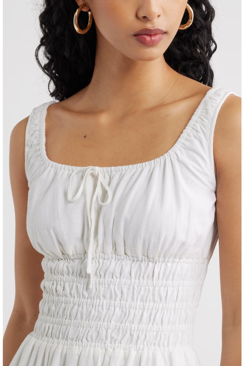 Smocked Waist Midi Dress, Alternate, color, WHITE