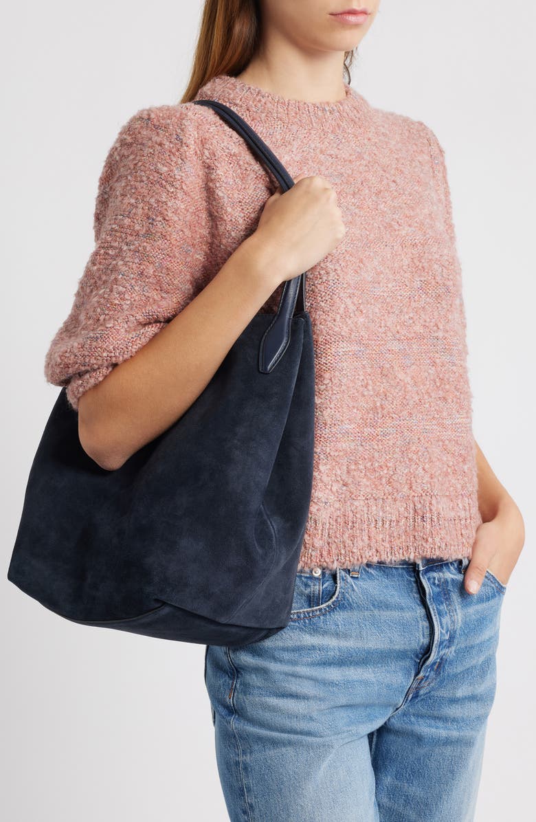 Madewell The Suede Shopper Tote, Alternate, color, Deep Indigo